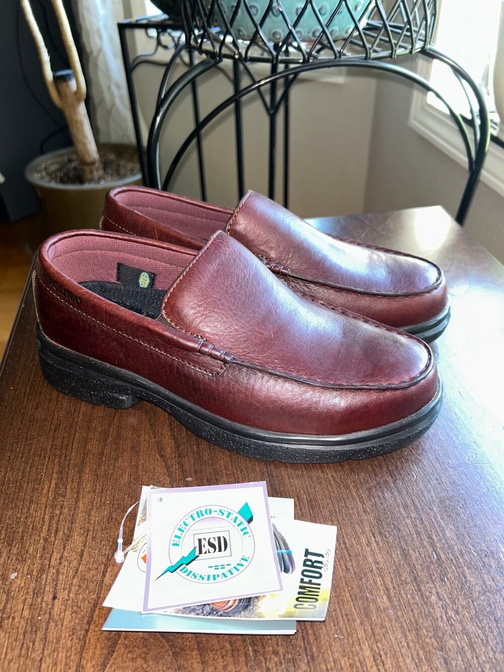 New Carolina Built for Work Comfort Brown Leather Mens Loafer Shoes Size 9